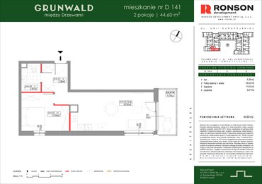 rzut mieszkanie na sprzedaż 45m2 mieszkanie Poznań, Grunwald, Kamiennogórska 7
