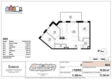 rzut mieszkanie na sprzedaż 71m2 mieszkanie Rumia, Kosynierów 9