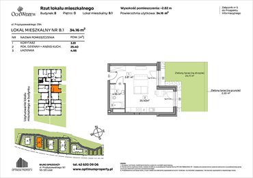 rzut mieszkanie na sprzedaż 34m2 mieszkanie Łódź, Widzew, Przybyszewskiego 292-300