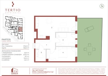 rzut mieszkanie na sprzedaż 57m2 mieszkanie Kraków, Bronowice, Gabrieli Zapolskiej 21