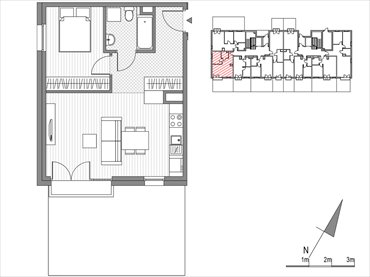 rzut mieszkanie na sprzedaż 43m2 mieszkanie Kraków, ul.Glogera 9,11