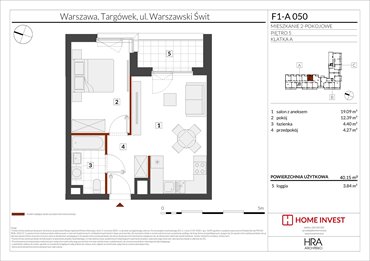 rzut mieszkanie na sprzedaż 40m2 mieszkanie Warszawa, ul. Warszawski Świt