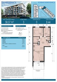 rzut mieszkanie na sprzedaż 59m2 mieszkanie SMARDZEWICE, WODNA