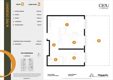 rzut mieszkanie na sprzedaż 57m2 mieszkanie Kraków, Lindego 5a