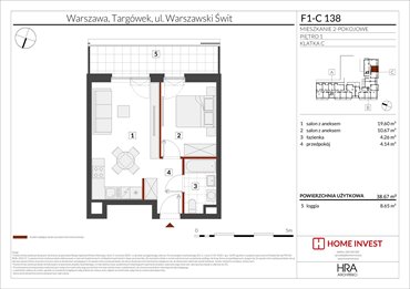 rzut mieszkanie na sprzedaż 39m2 mieszkanie Warszawa, ul. Warszawski Świt