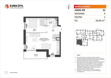 rzut mieszkanie na sprzedaż 43m2 mieszkanie Gdańsk, Warszawska