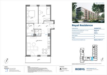 rzut mieszkanie na sprzedaż 66m2 mieszkanie Warszawa, Wilanów, Sarmacka