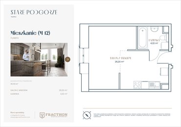 rzut mieszkanie na sprzedaż 31m2 mieszkanie Kraków, Podgórze, Kalwaryjska