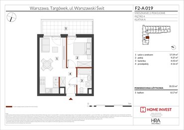 rzut mieszkanie na sprzedaż 36m2 mieszkanie Warszawa, ul. Warszawski Świt