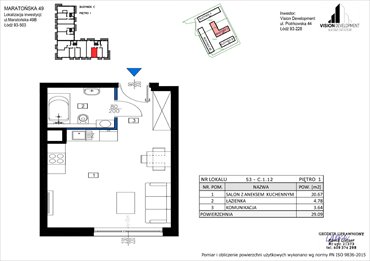 rzut mieszkanie na sprzedaż 29m2 mieszkanie Łódź, Retkinia, Maratońska 49C