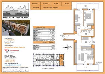 rzut mieszkanie na sprzedaż 79m2 mieszkanie Kraków, Krowodrza, Papierni Prądnickich 48