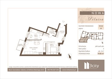 rzut mieszkanie na sprzedaż 60m2 mieszkanie Gdańsk, Jasień, Pólnicy 4