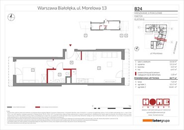 rzut mieszkanie na sprzedaż 49m2 mieszkanie Warszawa, Żerań, ul. Morelowa 13