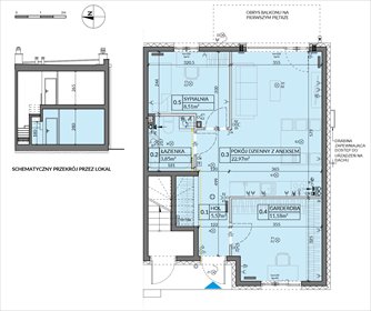 rzut mieszkanie na sprzedaż 52m2 mieszkanie Łódź, ul. Pabianicka