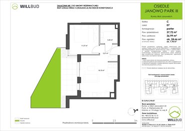 rzut mieszkanie na sprzedaż 37m2 mieszkanie Rumia, Janowo, Błoń Janowskich