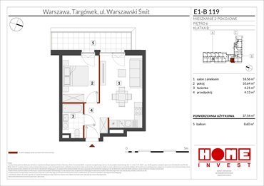 rzut mieszkanie na sprzedaż 38m2 mieszkanie Warszawa, Targówek, ul. Warszawski Świt