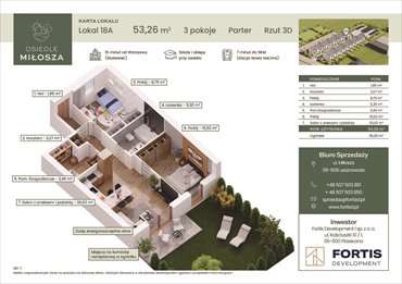 rzut mieszkanie na sprzedaż 53m2 mieszkanie Lesznowola, Czesława Miłosza 5