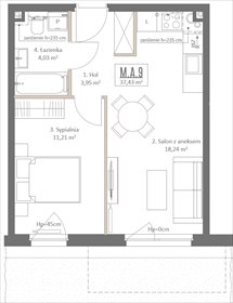 rzut mieszkanie na sprzedaż 37m2 mieszkanie Gdańsk, Osowa, Izydy