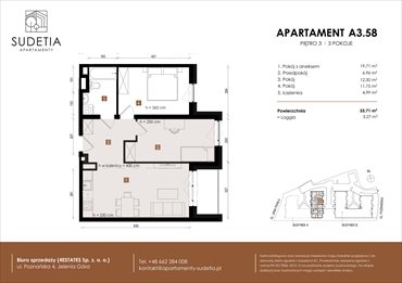 rzut mieszkanie na sprzedaż 56m2 mieszkanie Jelenia Góra, POZNAŃSKA 4