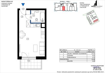 rzut mieszkanie na sprzedaż 29m2 mieszkanie Łódź, Retkinia, Maratońska 49C