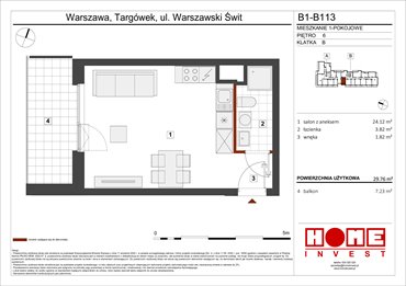 rzut mieszkanie na sprzedaż 30m2 mieszkanie Warszawa, Targówek, ul. Warszawski Świt 12