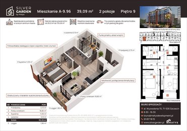 rzut mieszkanie na sprzedaż 39m2 mieszkanie Szczecin, Centrum, al. Wyzwolenia 70 / ul. Staszica 21