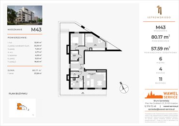 rzut mieszkanie na sprzedaż 80m2 mieszkanie Kraków, Prądnik Czerwony, Łepkowskiego 11