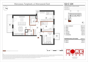 rzut mieszkanie na sprzedaż 83m2 mieszkanie Warszawa, Targówek, ul. Warszawski Świt