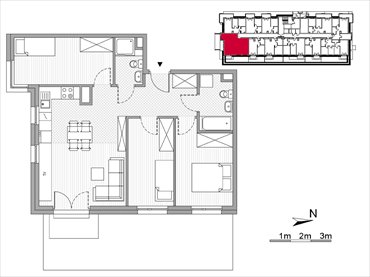 rzut mieszkanie na sprzedaż 69m2 mieszkanie Kraków, Mistrzejowice, Os. Piastów 77