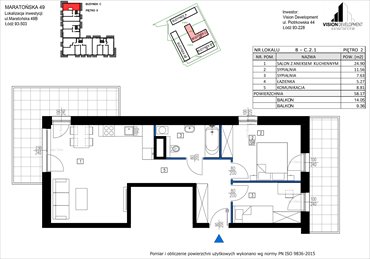 rzut mieszkanie na sprzedaż 58m2 mieszkanie Łódź, Retkinia, Maratońska 49C