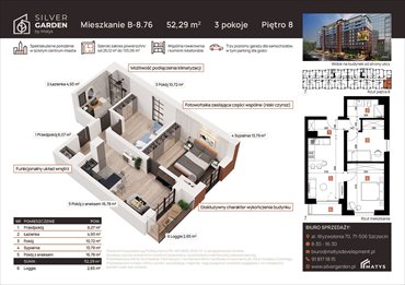 rzut mieszkanie na sprzedaż 52m2 mieszkanie Szczecin, Centrum, al. Wyzwolenia 70 / ul. Staszica 21