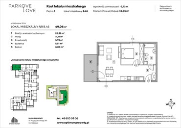 rzut mieszkanie na sprzedaż 49m2 mieszkanie Łódź, Bałuty-Doły, ul. Górnicza 12/14