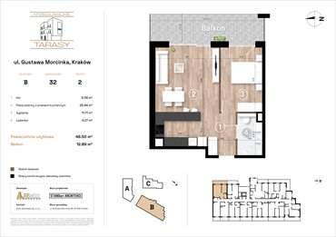 rzut mieszkanie na sprzedaż 47m2 mieszkanie Kraków, Wzgórza Krzesławickie, Gustawa Morcinka