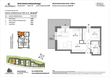 rzut mieszkanie na sprzedaż 45m2 mieszkanie Łódź, Widzew, Przybyszewskiego 292-300