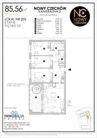 rzut mieszkanie na sprzedaż 86m2 mieszkanie Lublin, CZECHÓW, Kameralna 3