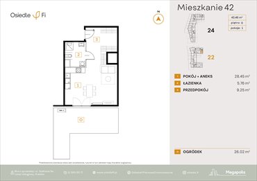 rzut mieszkanie na sprzedaż 43m2 mieszkanie Kraków, Rzemieślnicza 22-24