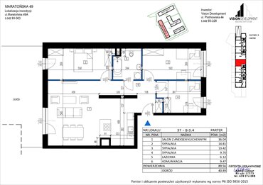 rzut mieszkanie na sprzedaż 90m2 mieszkanie Łódź, Retkinia, Maratońska 49C