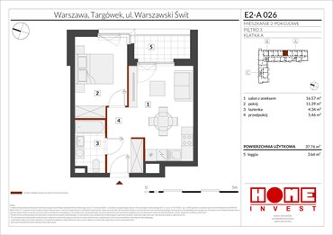 rzut mieszkanie na sprzedaż 38m2 mieszkanie Warszawa, Targówek, ul. Warszawski Świt