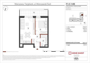 rzut mieszkanie na sprzedaż 39m2 mieszkanie Warszawa, ul. Warszawski Świt