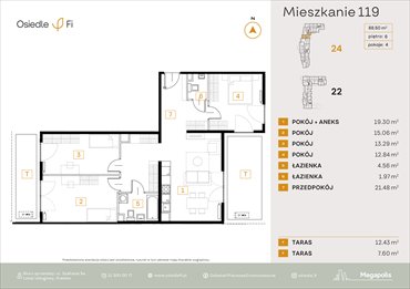 rzut mieszkanie na sprzedaż 89m2 mieszkanie Kraków, Rzemieślnicza 22-24
