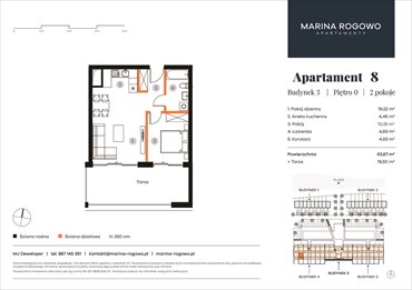 rzut mieszkanie na sprzedaż 44m2 mieszkanie Rogowo, Rogowo 65