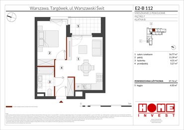 rzut mieszkanie na sprzedaż 38m2 mieszkanie Warszawa, Targówek, ul. Warszawski Świt
