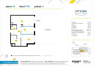 rzut mieszkanie na sprzedaż 64m2 mieszkanie Gąski, Nadbrzeżna 52