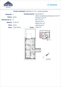 rzut mieszkanie na sprzedaż 73m2 mieszkanie Kraków, Bronowice Wielkie, Stawowa