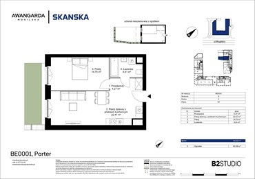 rzut mieszkanie na sprzedaż 46m2 mieszkanie Kraków, Prądnik Czerwony, Mogilska 126