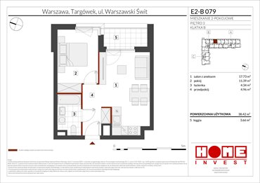 rzut mieszkanie na sprzedaż 38m2 mieszkanie Warszawa, Targówek, ul. Warszawski Świt