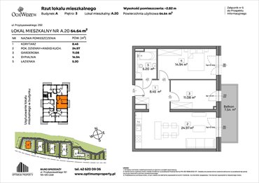 rzut mieszkanie na sprzedaż 65m2 mieszkanie Łódź, Widzew, Przybyszewskiego 292-300