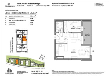 rzut mieszkanie na sprzedaż 47m2 mieszkanie Łódź, Widzew, Przybyszewskiego 292-300