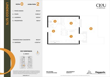 rzut mieszkanie na sprzedaż 41m2 mieszkanie Kraków, Lindego 5