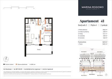 rzut mieszkanie na sprzedaż 43m2 mieszkanie Rogowo, Rogowo 65